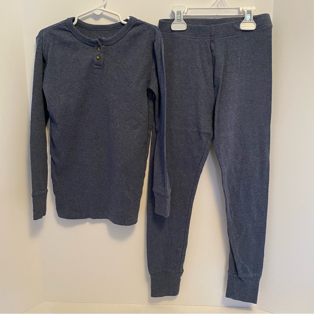 Gap Kids Boys Organically Grown Cotton Henley PJ Set Blue Heather Size 8